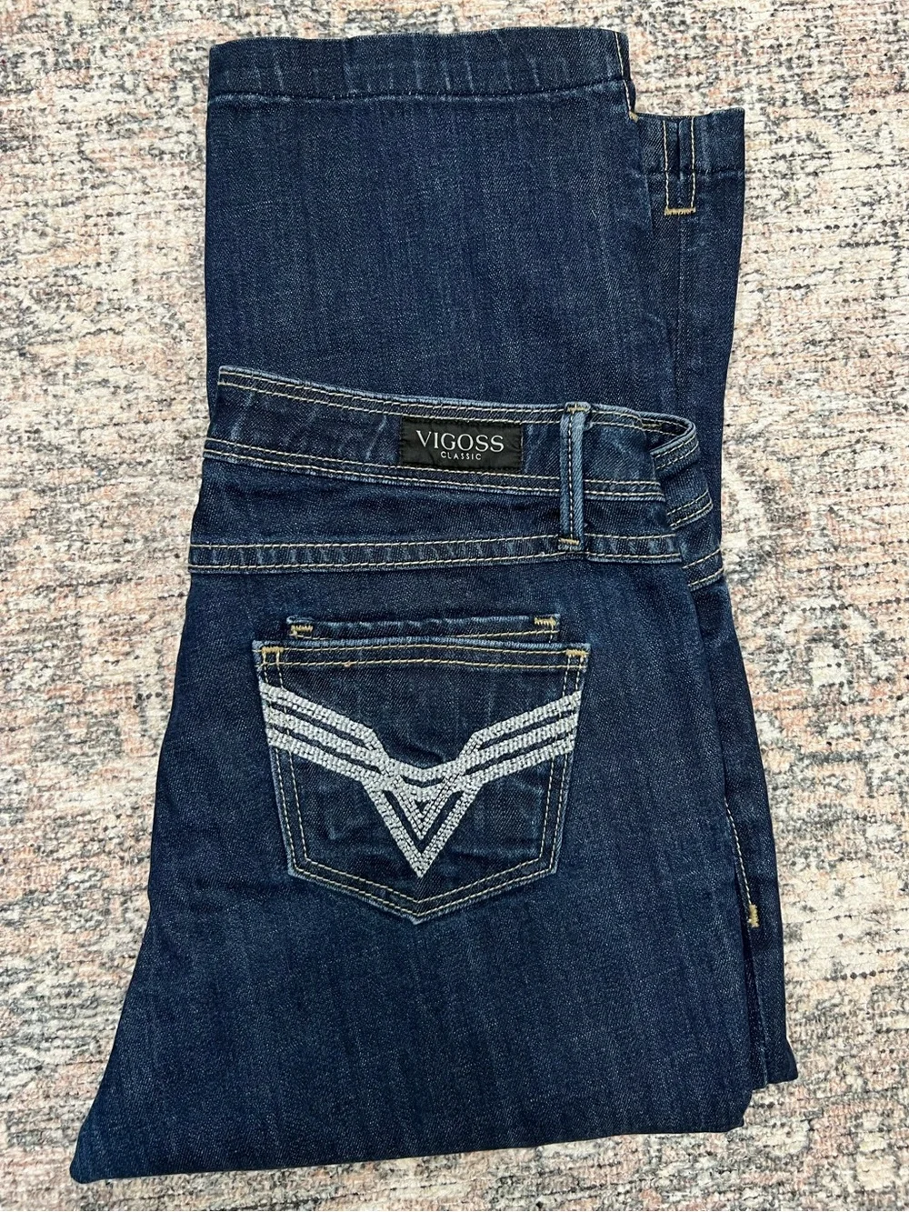 VIGOSS Classic Capri Jeans Womens 7 Dark Wash Embroidered Pockets